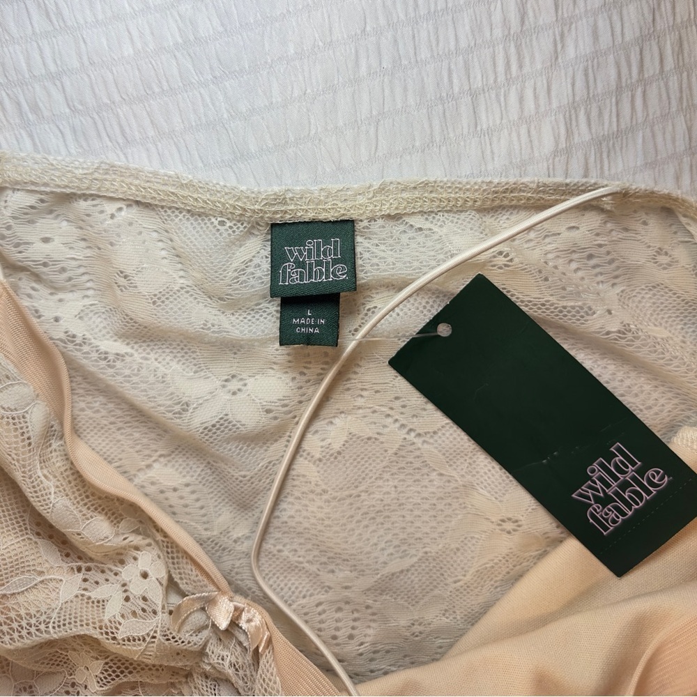 NWT Wild Fable Cream White Lace Tank Top Sheer back LARGE - Picture 4 of 5